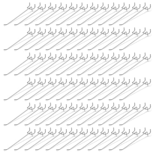 100 Pack 6 Inch Pegboard Hooks, Metal Shelving Hooks Organizer, L-Shape Design, Rust Resistant, for Garage Tools Storage