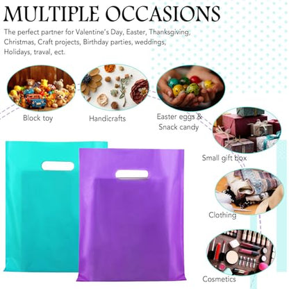 Kosiz 1000 Pcs Plastic Merchandise Shopping Bag Bulk 9 x 12'', Purple, Blue - color: Purple, Blue