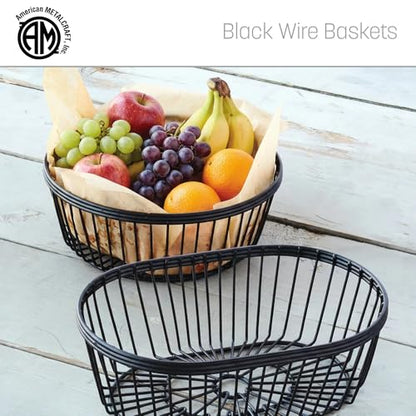 American Metalcraft WBBV90 Wire Basket, Oval Black 9" L x 6" W x 2 ¾" H