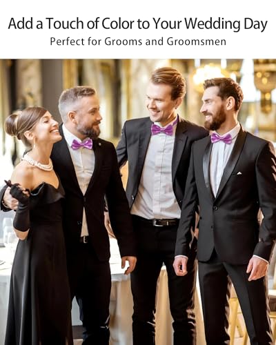 AWAYTR Bow Ties for Men - Pre-Tied Adjustable Tuxedo Style for Wedding - color: Light Purple