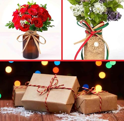 Gift Boutique Christmas Raffia Ribbon - 3 Rolls Twine for Gift Wrapping