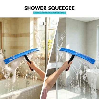FOSHIO Window Squeegee with 18-Inch Large TPU Blade, All-Purpose Shower Squeegee for Glass Doors, Car Windows, Windshield, PPF Installation, Streak-Free Tile Wall Glass Cleaner Tool