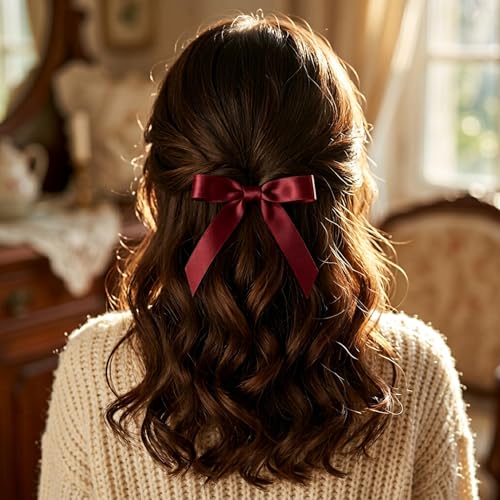 WineRed Ribbon 3/8 Inch 25 Yards, Smooth Continuous Ribbon for DIY Crafts, Gift Wrapping, Wedding Bows & Floral Design - color: wineRed