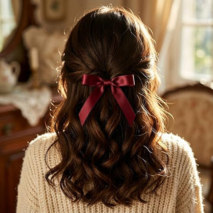 WineRed Ribbon 3/8 Inch 25 Yards, Smooth Continuous Ribbon for DIY Crafts, Gift Wrapping, Wedding Bows & Floral Design - color: wineRed