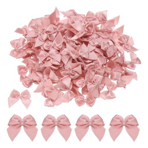MECCANIXITY Mini Ribbon Bow 1" Mini Fabric Flower Bows Rose Pink 150Pcs - color: Rose Pink