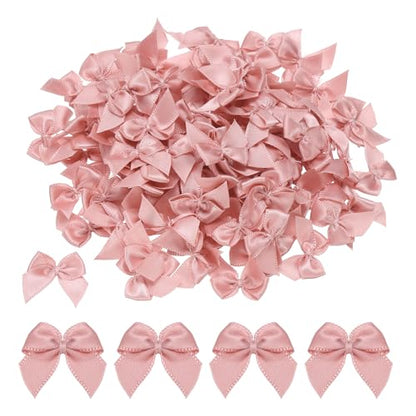 MECCANIXITY Mini Ribbon Bow 1" Mini Fabric Flower Bows Rose Pink 150Pcs - color: Rose Pink