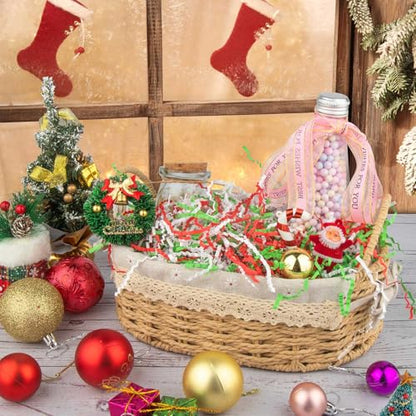 Caleihd Crinkle Cut Paper Shred Filler Gift Cushion Streamer 3 Mix Color - color: Green& Red& White