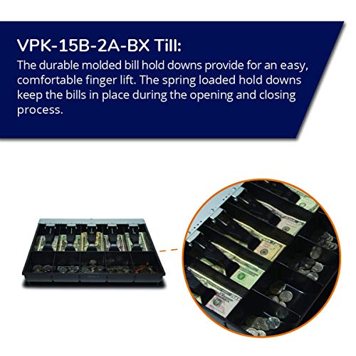 APG Vasario Series Cash Drawer Replacement Tray | Plastic Molded Till for Cash Register| 5 Bill/ 5 Coin Compartments | 14.2" x 2.35" x 12.05" | VPK-15B-2A-BX - style: VPK-15B-2A-BX