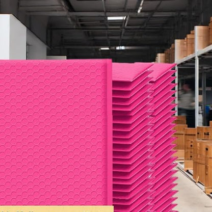 iMBAPrice 500#000 4x8 Hot Pink Color Self Seal Poly Bubble Mailers Padded Shipping Envelopes (Total 500 Bags) - color: Pink Poly Bubble, size: 4"x8" Poly (500 Envelopes) Value Pack