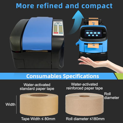 Ameson PaperEZ Automatic Water Activated Paper Tape Dispenser 2.0, Kraft Paper Tape Machine, for 80mm Max Width Eco Friendly Water Activated Tape Fiber(Dispenser Only)