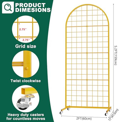 Aseem Metal Grid Wall Panels Display Stand Gold Movable 2x5.2FT, 1PCS - color: Gold, size: 5.2 FT