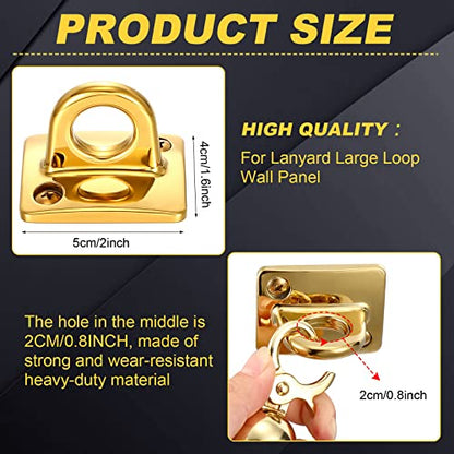 Shimeyao 2 Pcs Large Loop Wall Plate Circle Hook for Rope Barrier, Gold