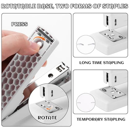 White Desk Accessory Kit Cute Office Supplies Set Desktop Stapler Set Includes Staple Remover Hole Punch Tape Dispenser Ballpoint Pen Scissor Mini Box Cutter Tape Measure Paper Clips Sticky Notes - color: White