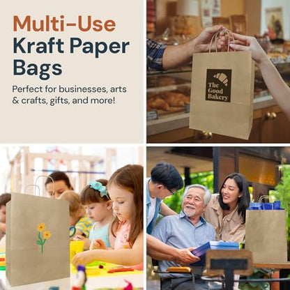 Reli. 10x5x13 in. Brown Paper Bags with Handles | 55 Pack | Kraft Paper