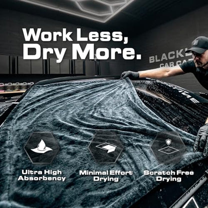 Blackline Microfiber Car Drying Towel 24"x36", 1300GSM Twisted Loop - color: Charcoal Grey