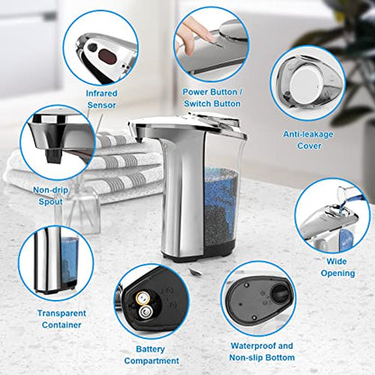 Automatic Soap Dispenser, 17oz Touchless Liquid Dish Soap Dispenser Kitchen - color: Ash‑grey