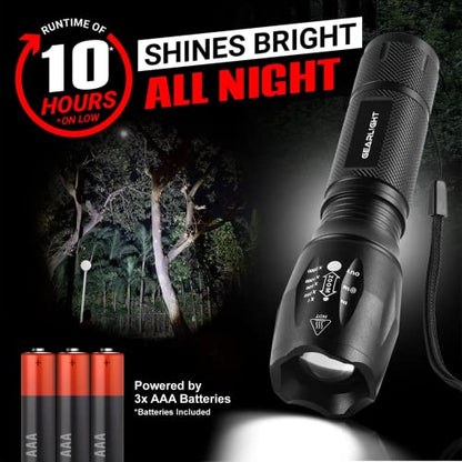 GearLight LED Flashlight Bright, Zoomable Tactical Flashlights with High Lumens and 5 Modes for Emergency and Outdoor Use -Camping Accessories -S1000 - S1000-1 Pack, (Batteries Included) - color: 1 Pack, (Batteries Included)