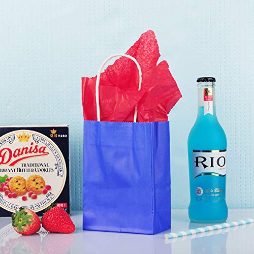 Mini Blue Paper Bag with Handle 6x4.5x2.5 inch for Birthday Wedding New Year, 24 counts - color: 6x4.5x2.5,small size,royal blue