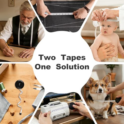 Upgraded Soft Tape Measure, Measuring Tape for Body Measurements, Retractable Measuring Tape, Flexible Measuring Tape for Body, Sewing, Fabric, Tailor, Mini Tape Measure, 2 Pcs