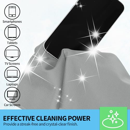 Microfiber Cleaning Cloth - 10 Pack Glasses Cleaning Cloth, 16" x 14" Window Cleaning Rags, Streak Free Lint Free Polishing Cloths Wipes for Eye Glass, Stainless Steel, Windshield, Grey - color: Grey, size: 16" x 14"