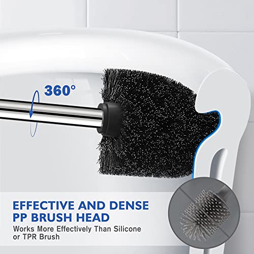 Toilet Brush and Holder, 2 Pack Toilet Brush Stainless Steel, Toilet Bowl Brush for Bathroom Toilet-Ergonomic, Elegant,Durable (Silver) - color: Silver