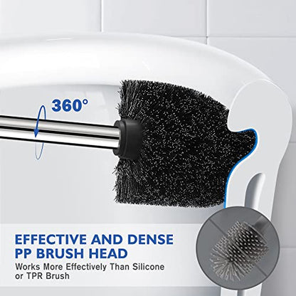 Toilet Brush and Holder, 2 Pack Toilet Brush Stainless Steel, Toilet Bowl Brush for Bathroom Toilet-Ergonomic, Elegant,Durable (Silver) - color: Silver