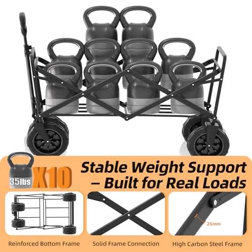 EchoSmile Wagons Carts Foldable Heavy Duty 350Lbs Capacity, Black&Orange - color: Black&orange-arrow