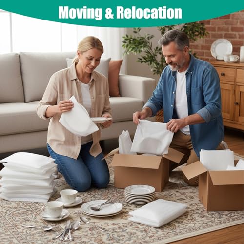 80 Pack Foam Pouches for Packing, Cushion Foam Wrap Sleeves, Moving Pack Pouches, Packing Supplies for Dishes, China, Glassware, 4 Sizes Protective Pack Pouches