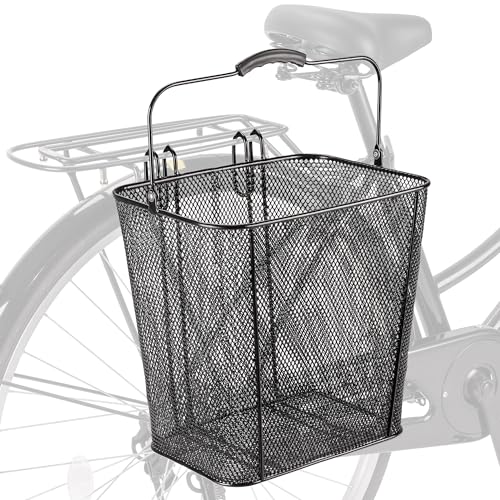 CXWXC Pannier Bike Basket with Handle - Detachable Rear Wire Baskets
