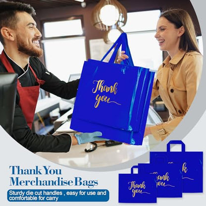 Teling 200 Pcs Thank You Shopping Bags with Handle,Navy Blue - color: Navy Blue