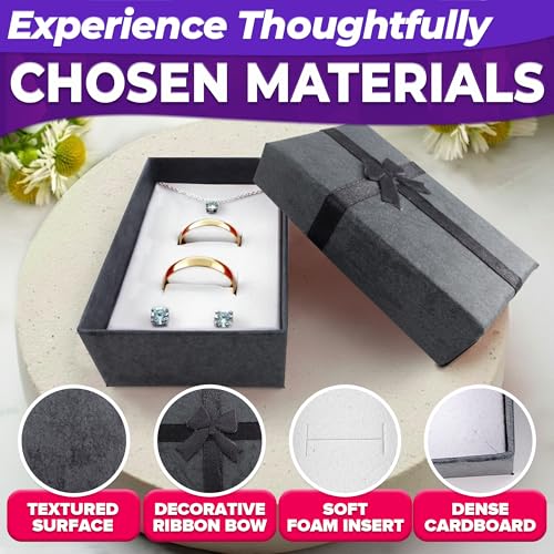 KETAR 24 Pack Cardboard Necklace Box with Bow, with Foam Insert, Black - color: 24 Pcs Black