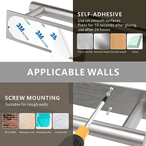 Paper Towel Holder - Eolax Under Cabinet Paper Towel Bar for Kitchen, Wall Mount Self Adhesive or Drilling Paper Towel Rack, 304 Stainless Steel (Chrome) - color: Chrome
