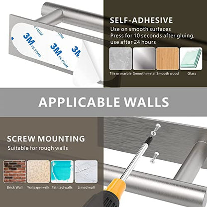 Paper Towel Holder - Eolax Under Cabinet Paper Towel Bar for Kitchen, Wall Mount Self Adhesive or Drilling Paper Towel Rack, 304 Stainless Steel (Chrome) - color: Chrome