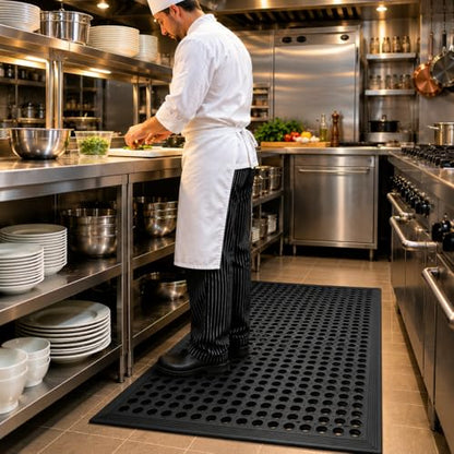 UNIMAT-Anti-Fatigue Outdoor Rubber Drainage with Non-Slip Backing Heavy Duty Mat for Restaurant Industrial Use-3'x 5' Black Mat-Ideal Bar Accessory