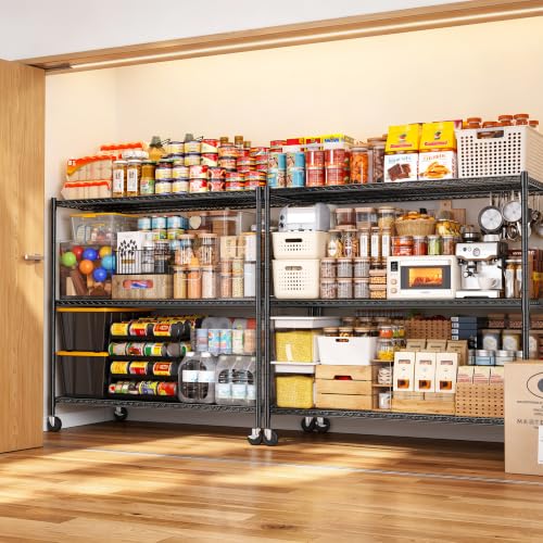 REIBII 3-Tier Heavy Duty Metal Shelving Unit，Garage Shelving with Wheels - size: 59''W X 24'' D X 58'' H