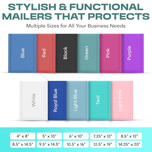 Teal Bubble Mailers 4x8, Self Seal Poly Padded Envelopes #000, 500 Pack - color: Teal, size: 4"x8" / 500 Pack