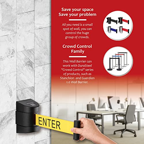 DuraSteel Wall Mount Crowd Control Retractable Belt Barrier - 6.5 Ft Yellow Do NOT Enter Retractables Barrier Belt w/Yellow ABS Casing Crowd Control Barriers Line NOT Stanchions with Retractable Belts - color: Yellow Belt (DO NOT ENTER), size: Guardian 2.