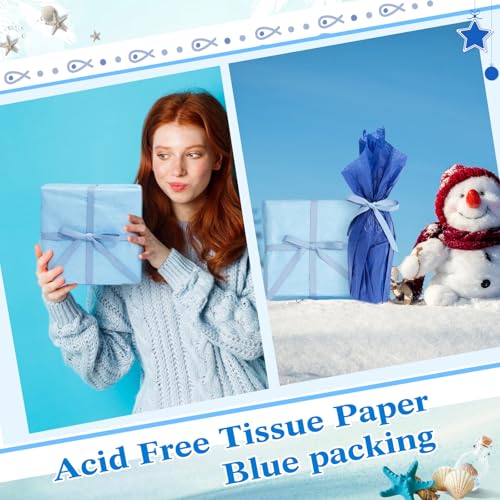 500 Sheets Blue Tissue Paper Bulk 20 x 30 Inch for Homecoming Gift Bags - color: Blue Series, size: 20 x 30 Inch