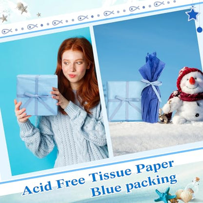 500 Sheets Blue Tissue Paper Bulk 20 x 30 Inch for Homecoming Gift Bags - color: Blue Series, size: 20 x 30 Inch