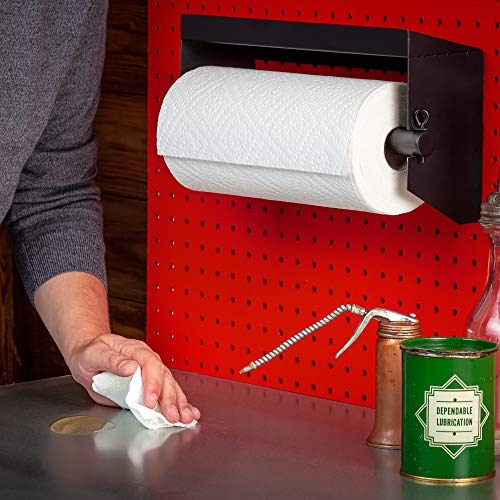 Pegboard Paper Towel Holder with Hooks, Peg Board Organizer Accessory - size: Towel Bar w Shelf