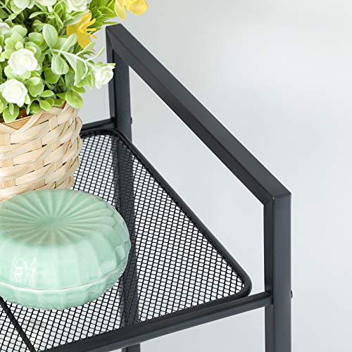 SONGMICS 3-Tier Storage Rack, Bathroom Shelf, Extendable Plant Stand - color: Black, size: 3 Tiers