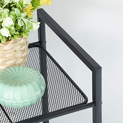 SONGMICS 3-Tier Storage Rack, Bathroom Shelf, Extendable Plant Stand - color: Black, size: 3 Tiers