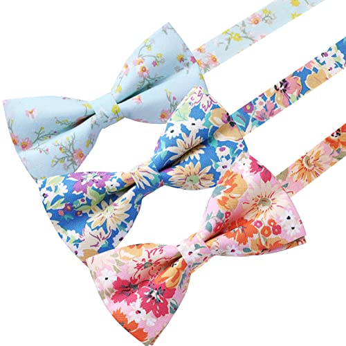 AUSKY 8 PACKS Elegant Adjustable Pre-tied Bow Ties for Men Boys (1&4&5&6&8 Pack for option) - color: Floral F