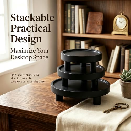 6 PCS 5/6/8 Inch Wooden Risers for Display Wood Pedestal Stand (Black) - color: Black