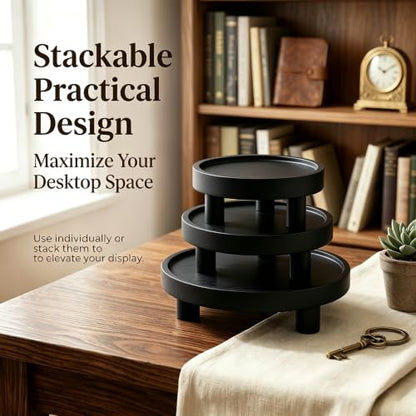 6 PCS 5/6/8 Inch Wooden Risers for Display Wood Pedestal Stand (Black) - color: Black