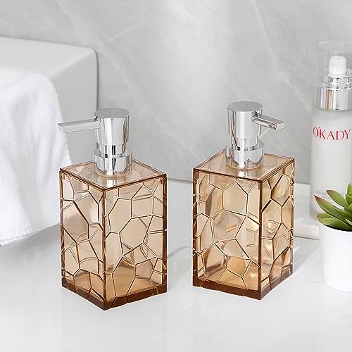 Clear Acrylic Pump Bottle Refillable Lotion Soap Dispenser 10oz Light Brown - color: Clear Light Brown, size: 1 Pack