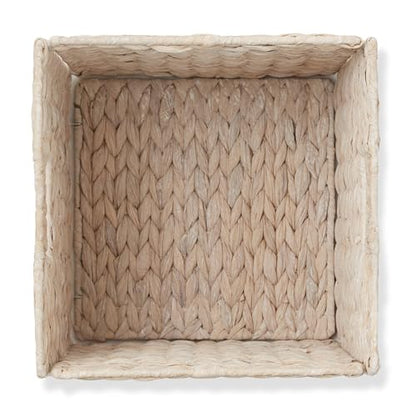 Casafield 10.5" x 10.5" Hyacinth Storage Baskets, Whitewash - Set of 2 Storage Organizers, Woven Wicker Cubes for Bathroom, Bedroom, Laundry, Shelves - size: 2-Pack