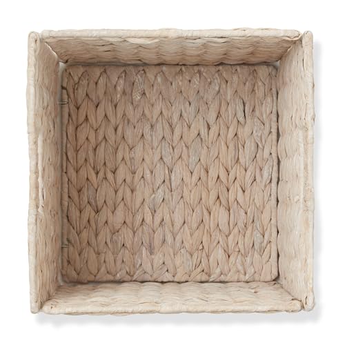 Casafield 10.5" x 10.5" Hyacinth Storage Baskets, Whitewash - Set of 6 Storage Organizers, Woven Wicker Cubes for Bathroom, Bedroom, Laundry, Shelves - size: 6-Pack