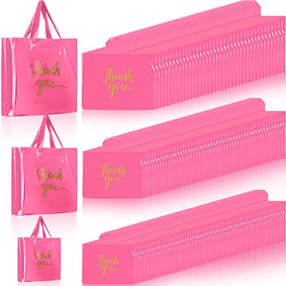 Teling 200 Pcs Thank You Shopping Bags with Handle,Pink - color: Pink