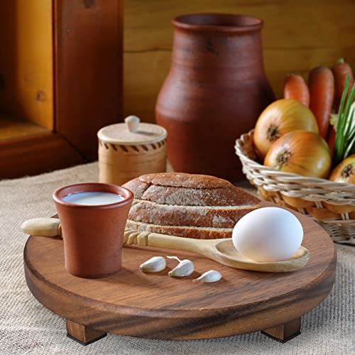 Walnut Wood Pedestal Stand, Decorative Wood Riser For Display, Farmhouse Decor Soap Tray, Displays Your Plant Bottles Candles for Your Home (Round,9 x 1.57Inch) - size: Round & 9*9*1.57 ''